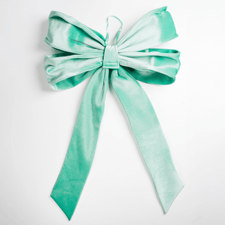 Teal Green Velvet Festive Large Bow Topper - Joy By