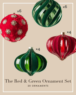 The Red & Green Ornament Set - Joy By