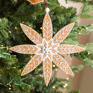 White Felt Snowflake Ornament 9.5" - Joy By