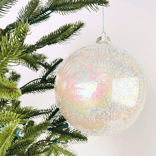 White Glass Ball with Sugar Beads - Joy By