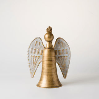 White & Gold Metal Angel with Jute - Joy By
