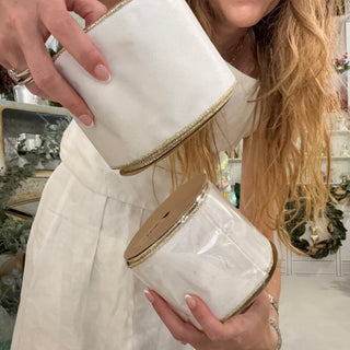 White & Gold Ribbon With Wired Edges - Joy By