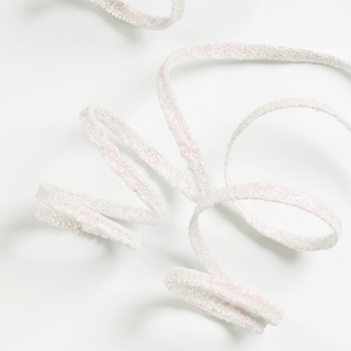 White Iridescent Glitter Twirl Ribbon Pick - Joy By