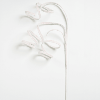 White Iridescent Glitter Twirl Ribbon Pick - Joy By