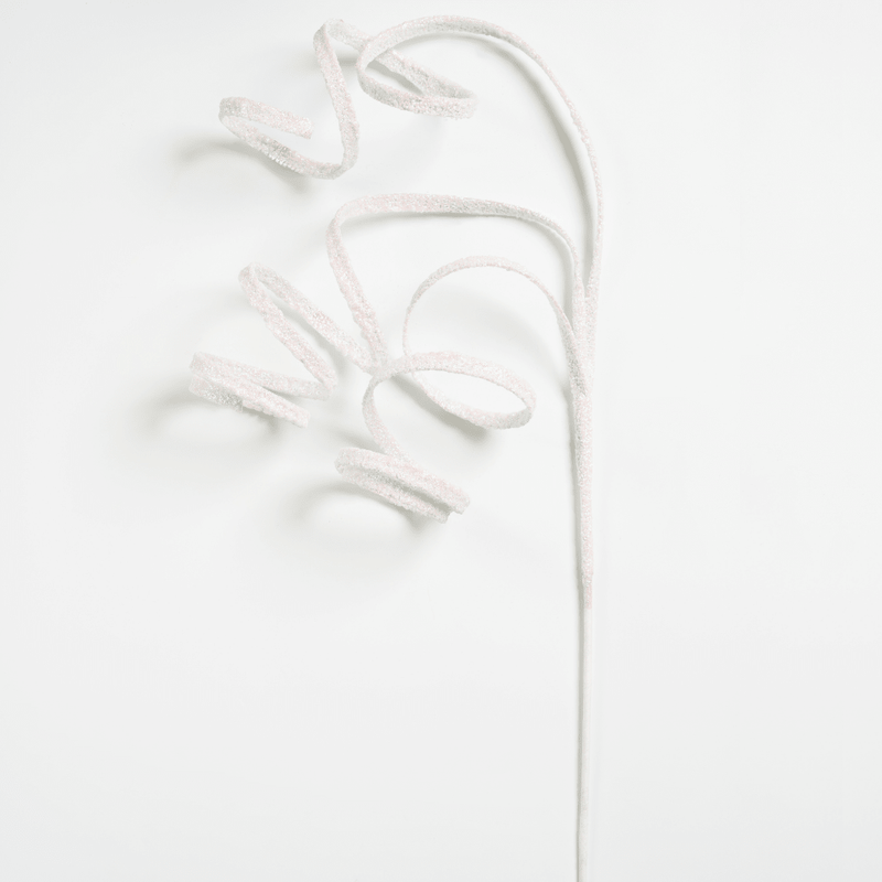 White Iridescent Glitter Twirl Ribbon Pick - Joy By