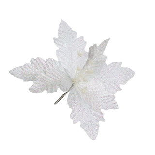 White Poinsettia Clip - On Ornament - Joy By