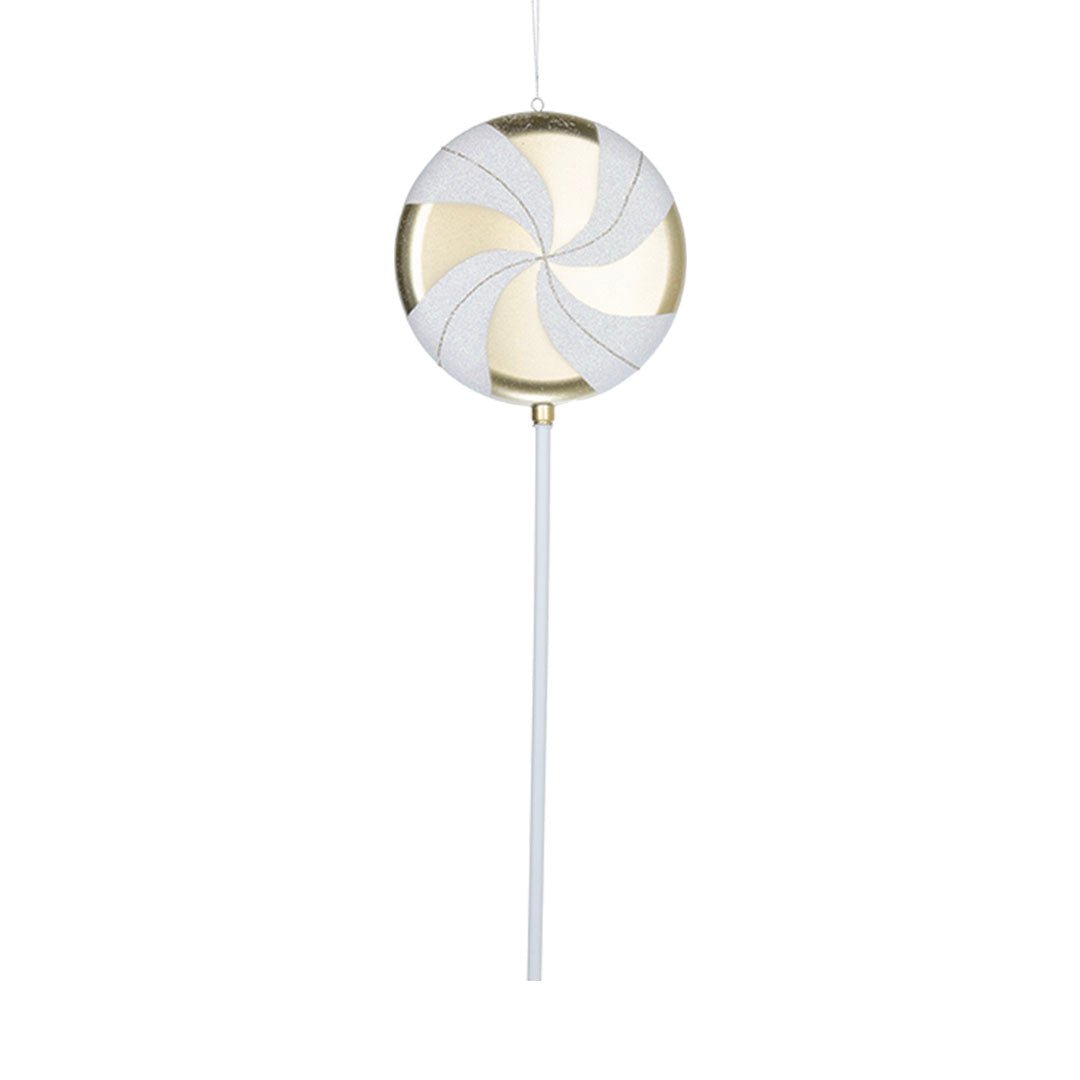 White & Shiny Champagne 24" Swirl Lollipop Ornament - Joy By