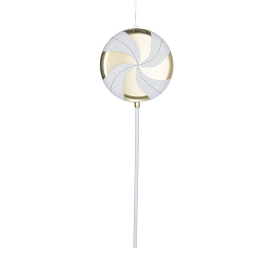 White & Shiny Champagne 24" Swirl Lollipop Ornament - Joy By