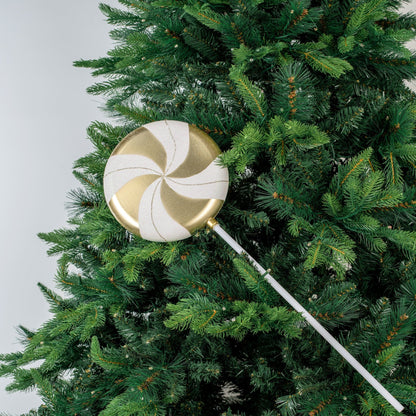 White & Shiny Champagne 24" Swirl Lollipop Ornament - Joy By
