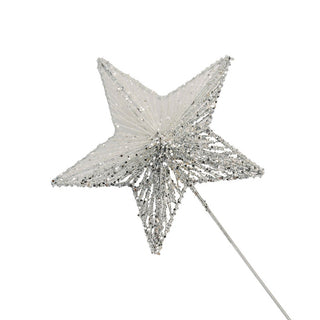 White & Silver 28" Glitter Star Tree Topper - Joy By