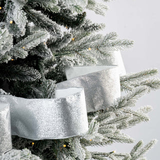 White & Silver Ribbon With Wired Edges - Joy By