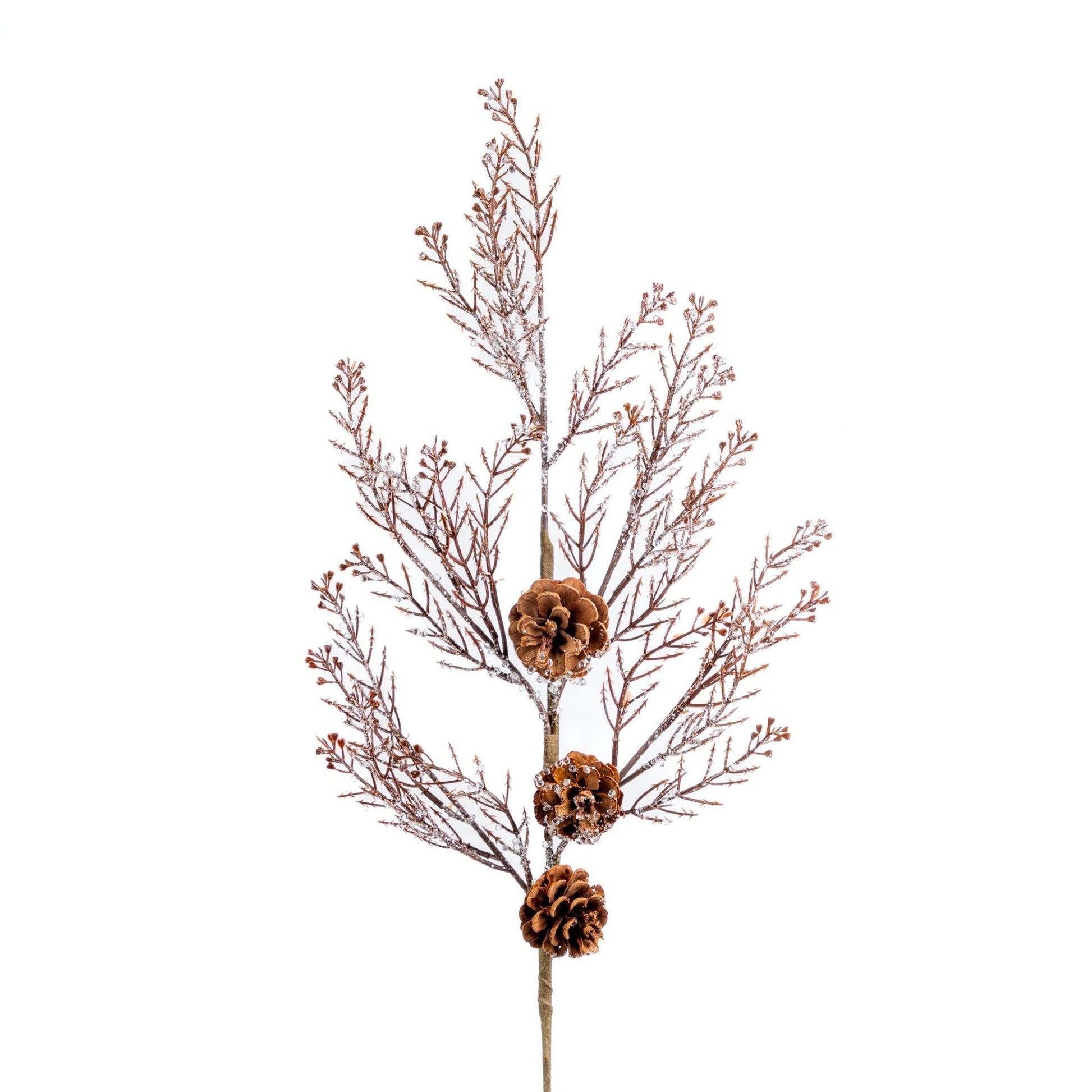 Winter Snow - Covered Branch Tree Pick With Pinecones - Joy By