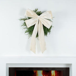 Cream Velvet Festive Bow Topper