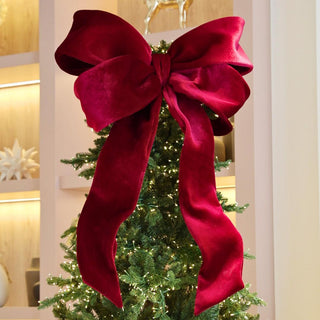 Burgundy Velvet Festive Bow Topper
