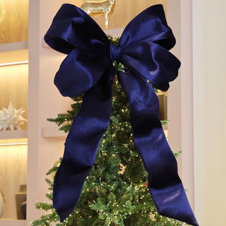 Wired Velvet Bow Topper (4ft) - Joy By